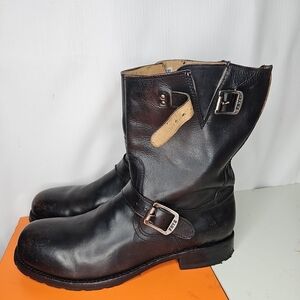 Frye Men's Dark Leather Buckle Boots Size 10.5